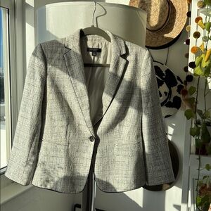 Ann Taylor White & Black Plaid Blazer